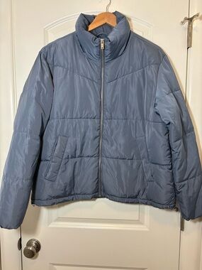 Three Dots Blue Puffer Bomber Jacket